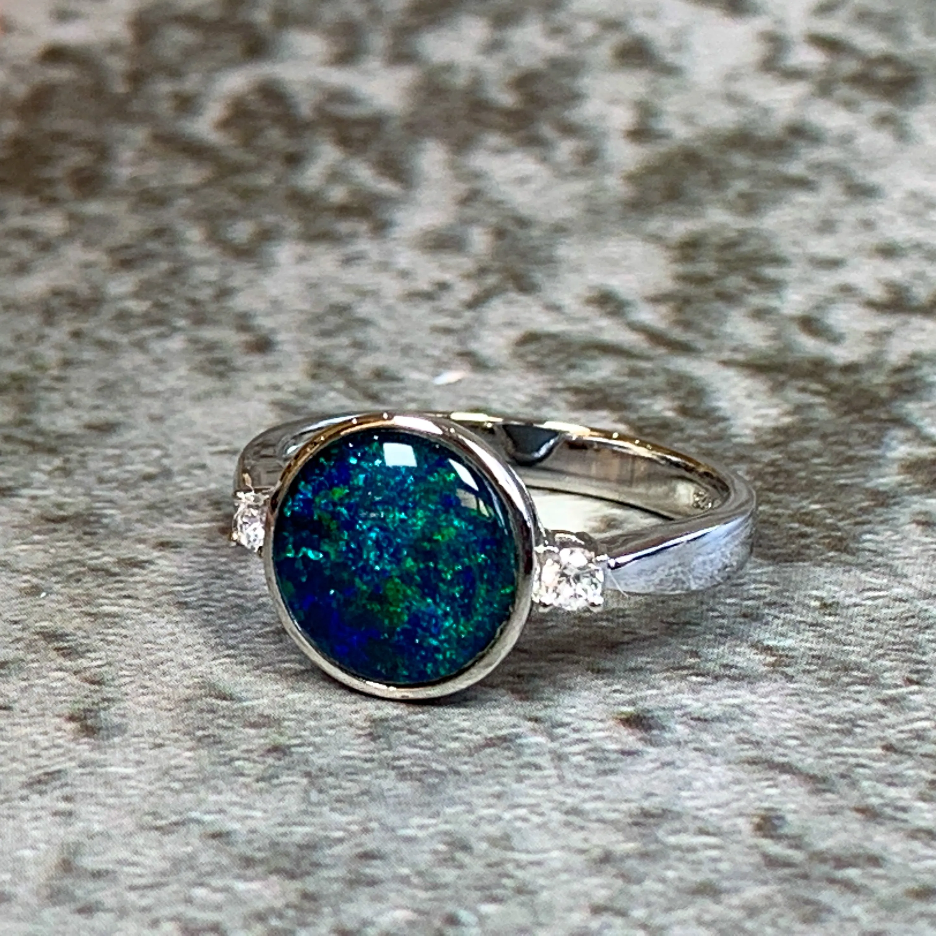 Sterling Silver 10mm Round Opal ring