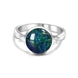 Sterling Silver 10mm Round Opal ring