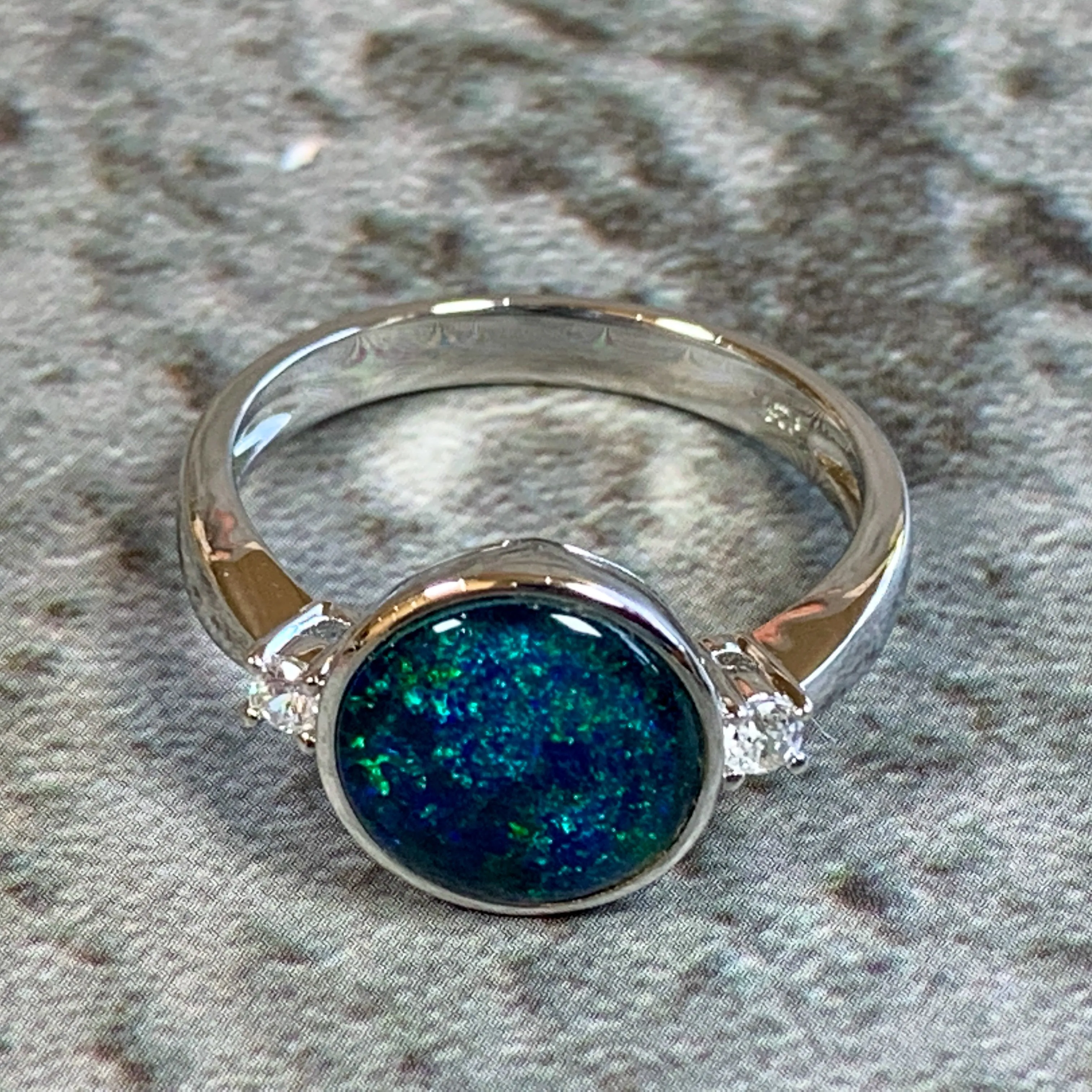 Sterling Silver 10mm Round Opal ring