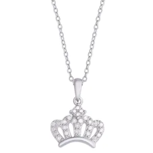 Sterling Silver .21 Ct Diamond Crown Pendant