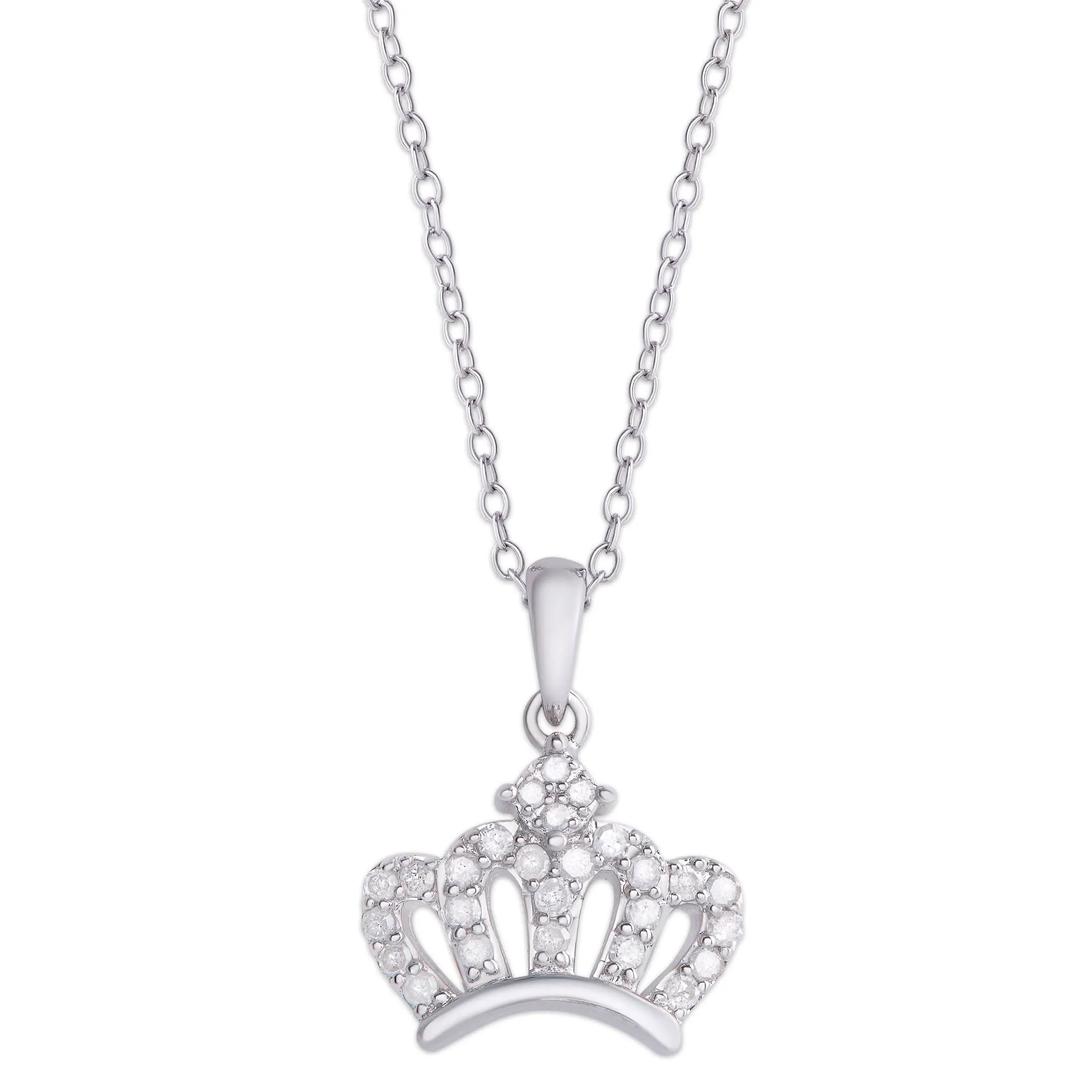Sterling Silver .21 Ct Diamond Crown Pendant