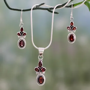 Sterling Silver & Garnet Jewelry Set