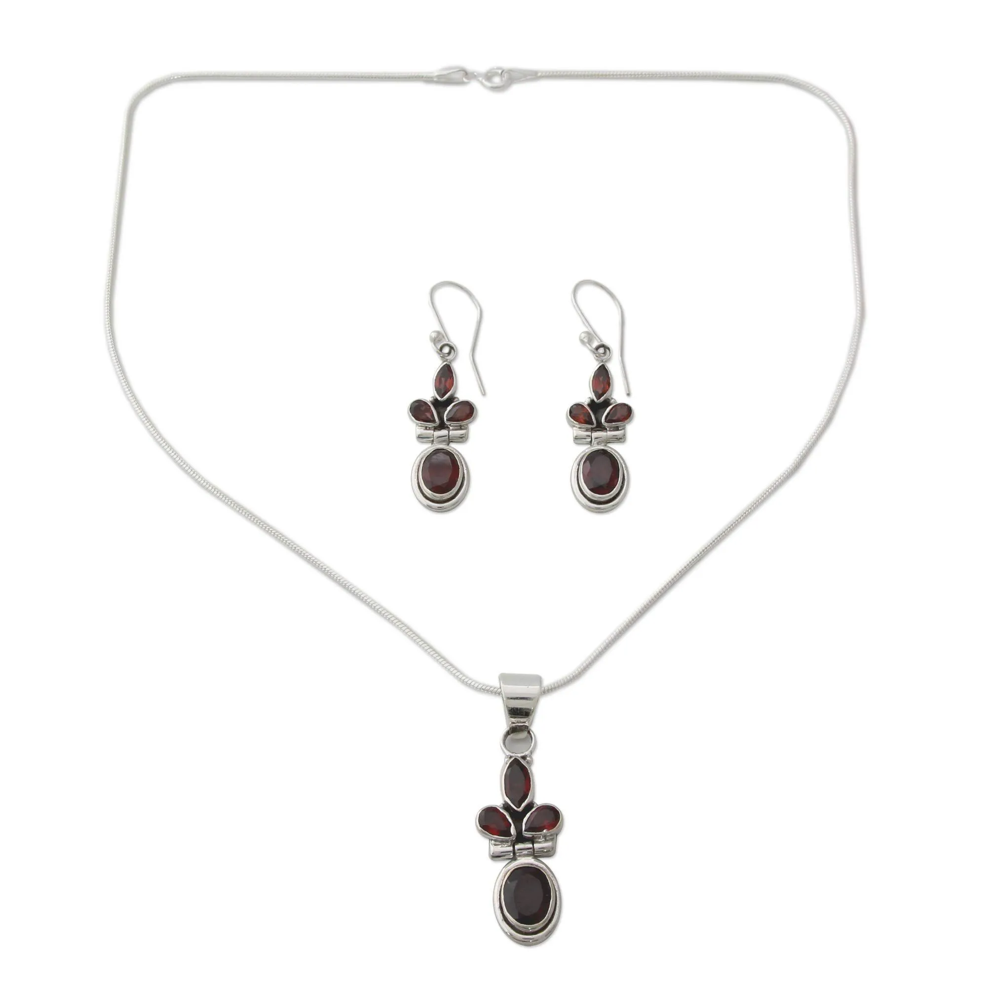 Sterling Silver & Garnet Jewelry Set