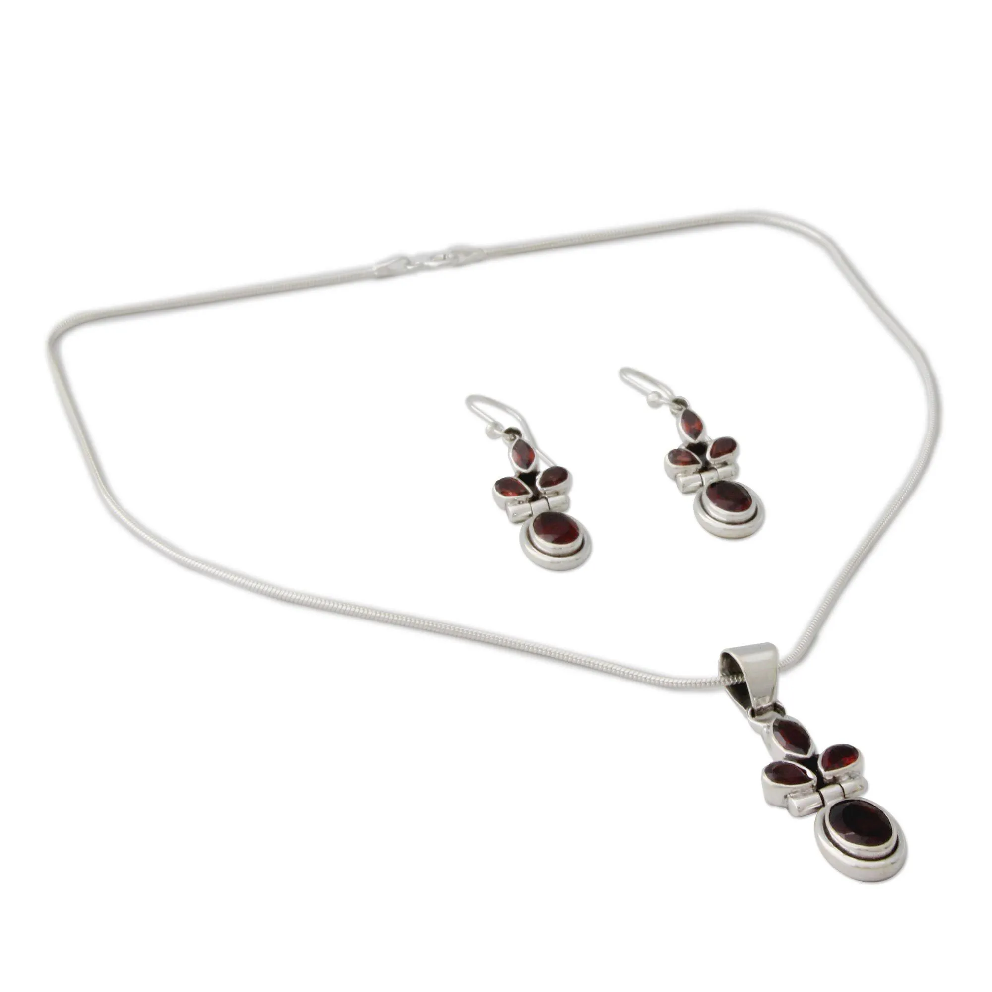 Sterling Silver & Garnet Jewelry Set