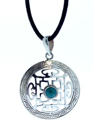 Sterling Silver Mandala Turquoise Pendant