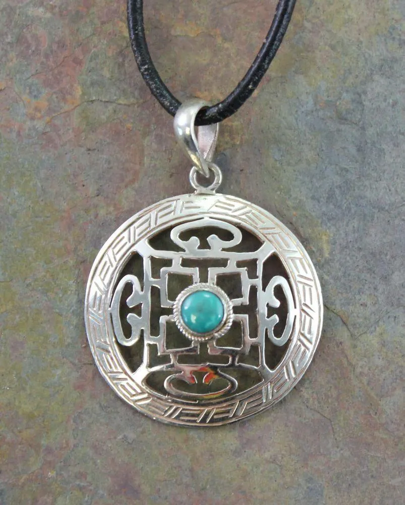 Sterling Silver Mandala Turquoise Pendant