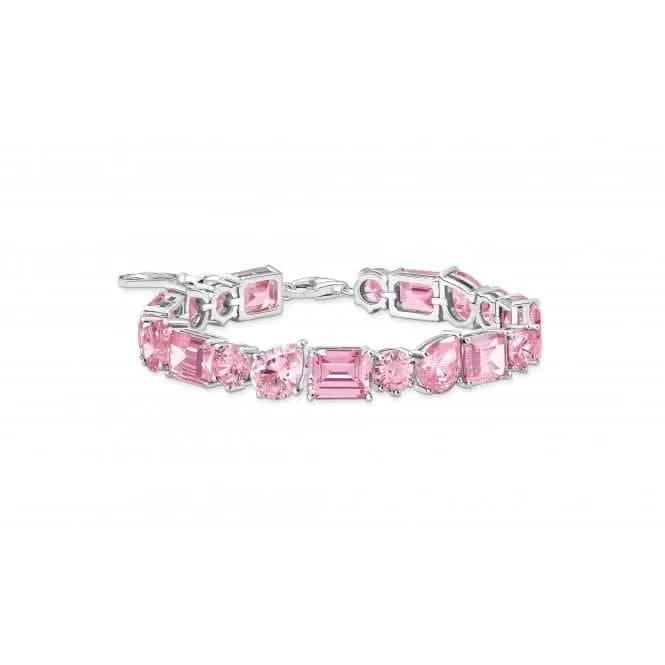 Sterling Silver Pink Zirconia Stones Bracelet A2140-051-9