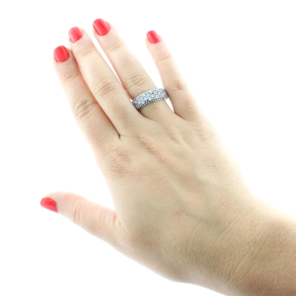 Suzy Levian Sterling Silver 5 1/3ct TGW Sapphire and Diamond Accent Eternity Pave Ring