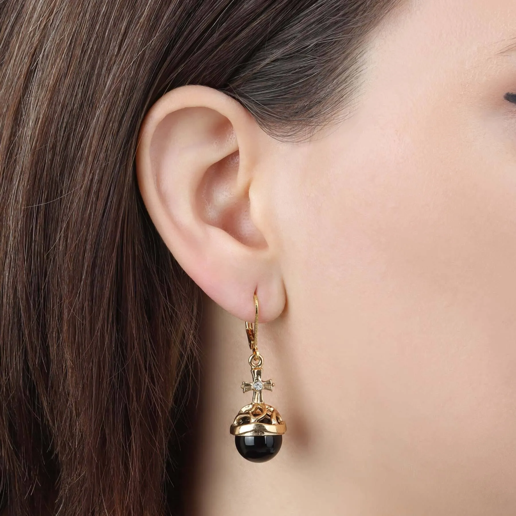 Symbols Of Faith Globus Cruciger Inspired Drop Earrings