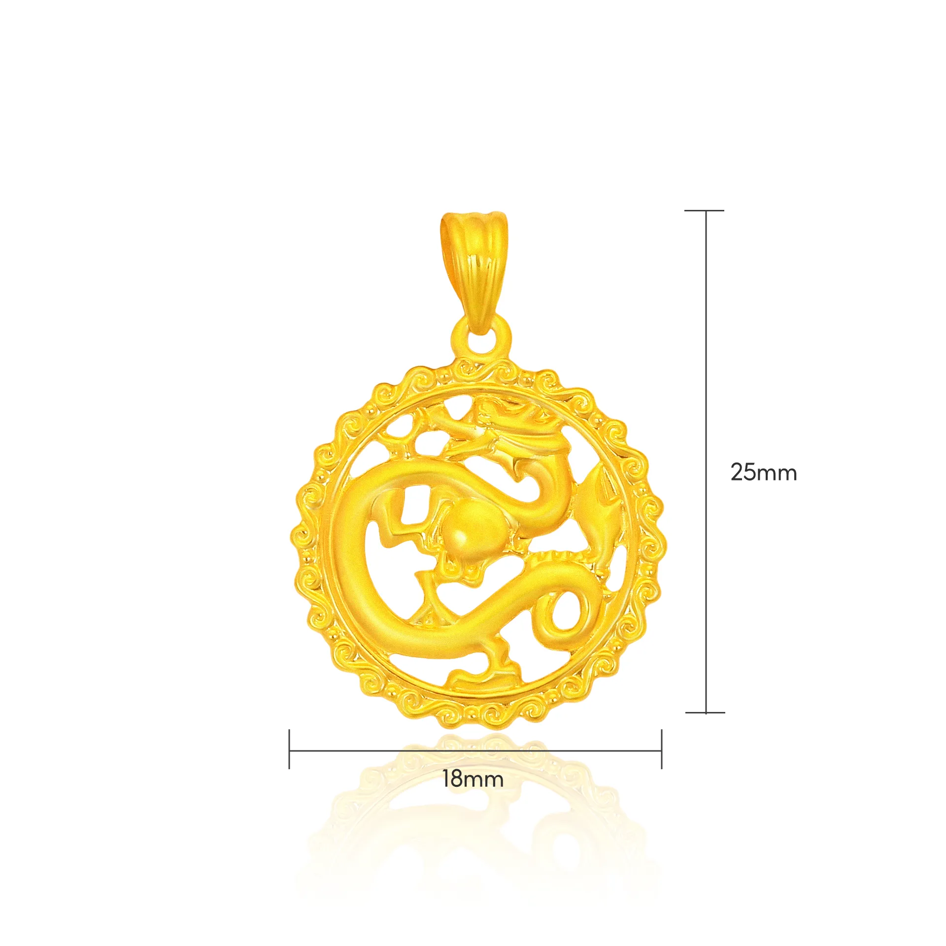 TAKA Jewellery 916 22K Gold Pendant Round Shape Dragon