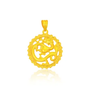 TAKA Jewellery 916 22K Gold Pendant Round Shape Dragon