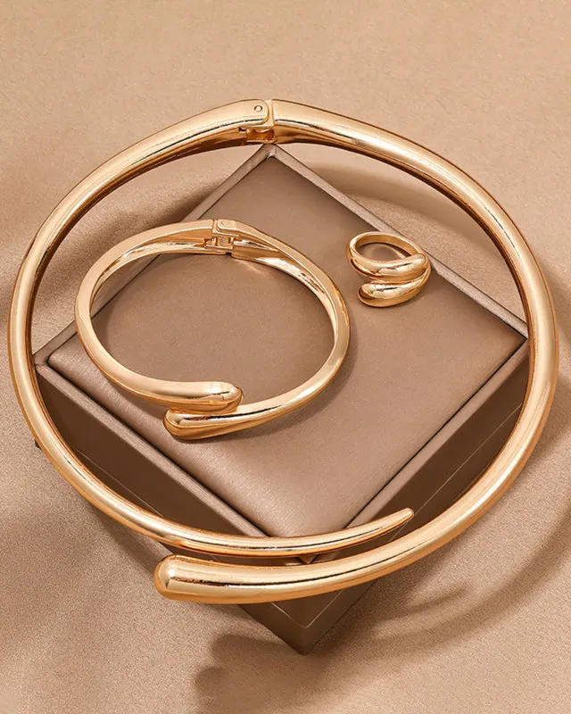TEEK -  Geometric Smooth Collar Bracelet Ring Set