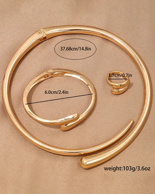 TEEK -  Geometric Smooth Collar Bracelet Ring Set