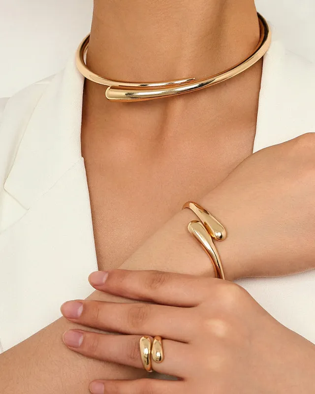 TEEK -  Geometric Smooth Collar Bracelet Ring Set