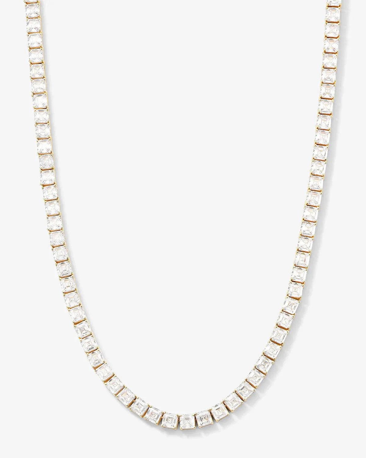 The Queen's Tennis Necklace 18" - Gold|White Diamondettes