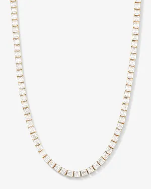 The Queen's Tennis Necklace 18" - Gold|White Diamondettes