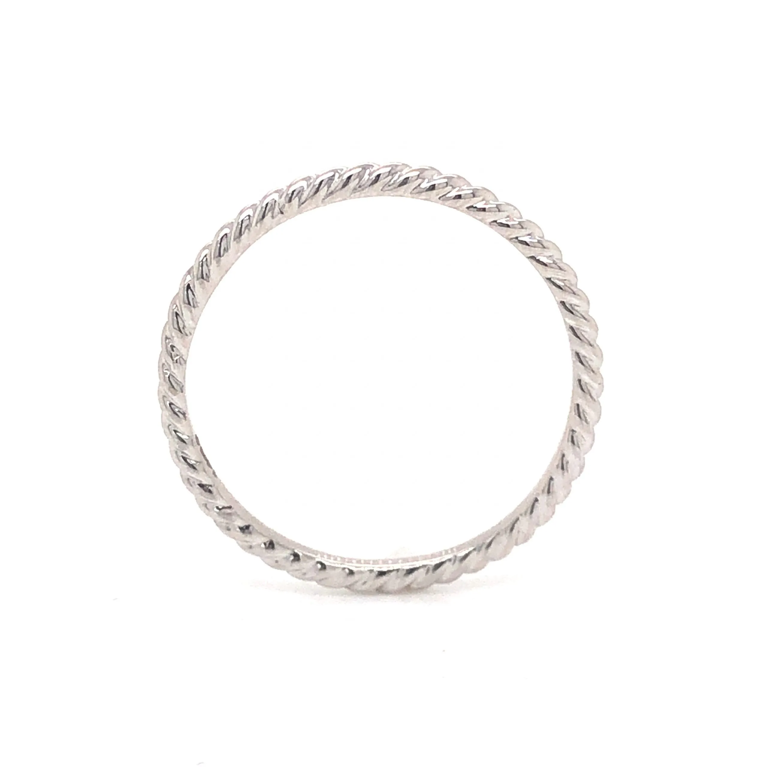 Thin Rope Stacking Ring in 14K White Gold