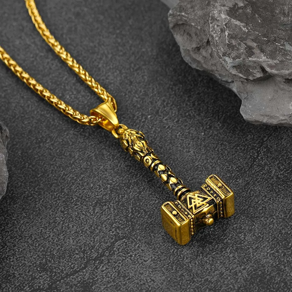 Thor's Hammer Necklace Viking Mjolnir Charm For Men