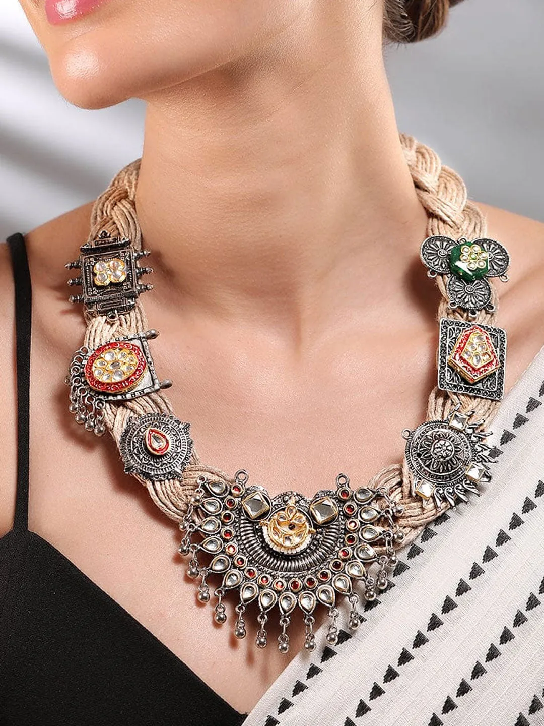 Threadwork Statement Necklace