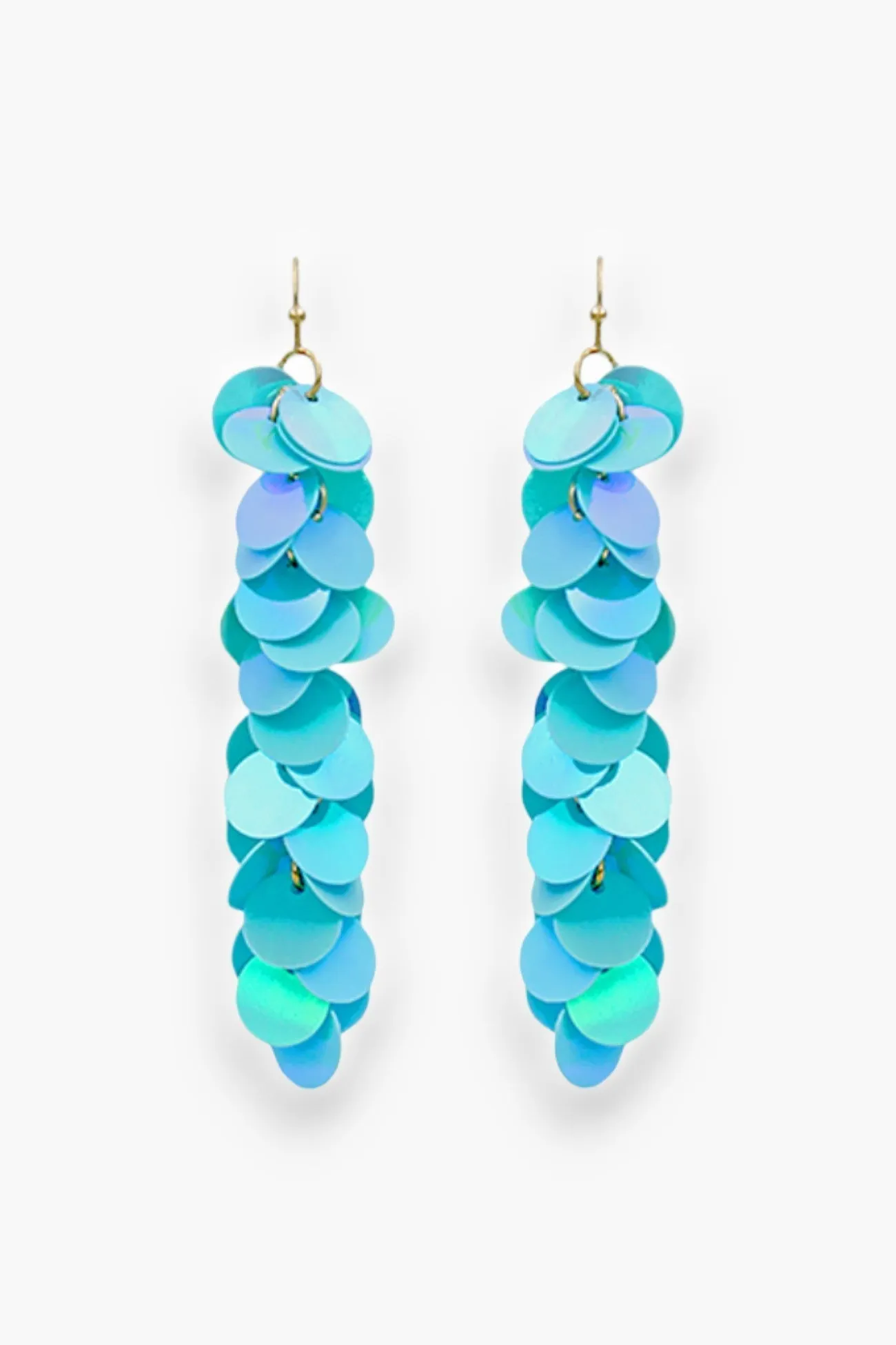 Turquoise Iridescent Sequin Drop Earrings