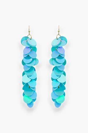 Turquoise Iridescent Sequin Drop Earrings