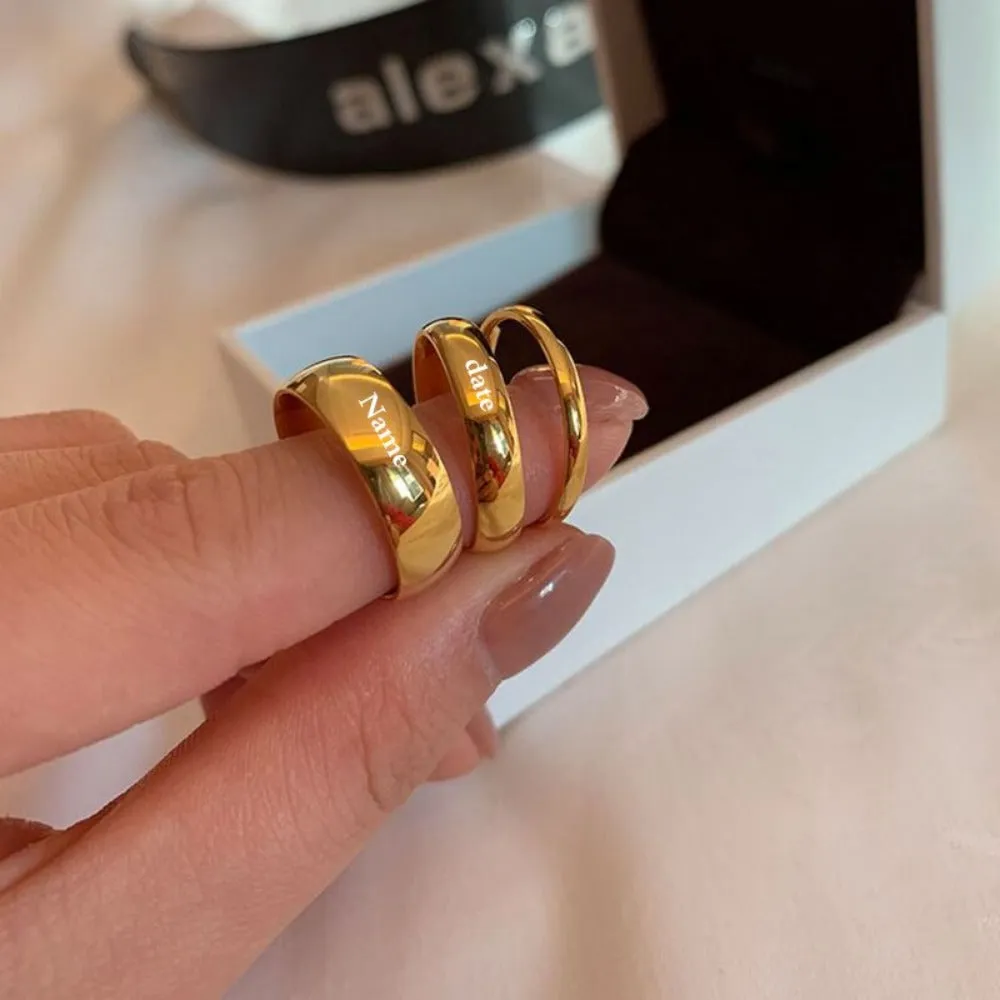 unisex couple lovers personalised engraved rings everyday jewelry ✈️ free.shipping