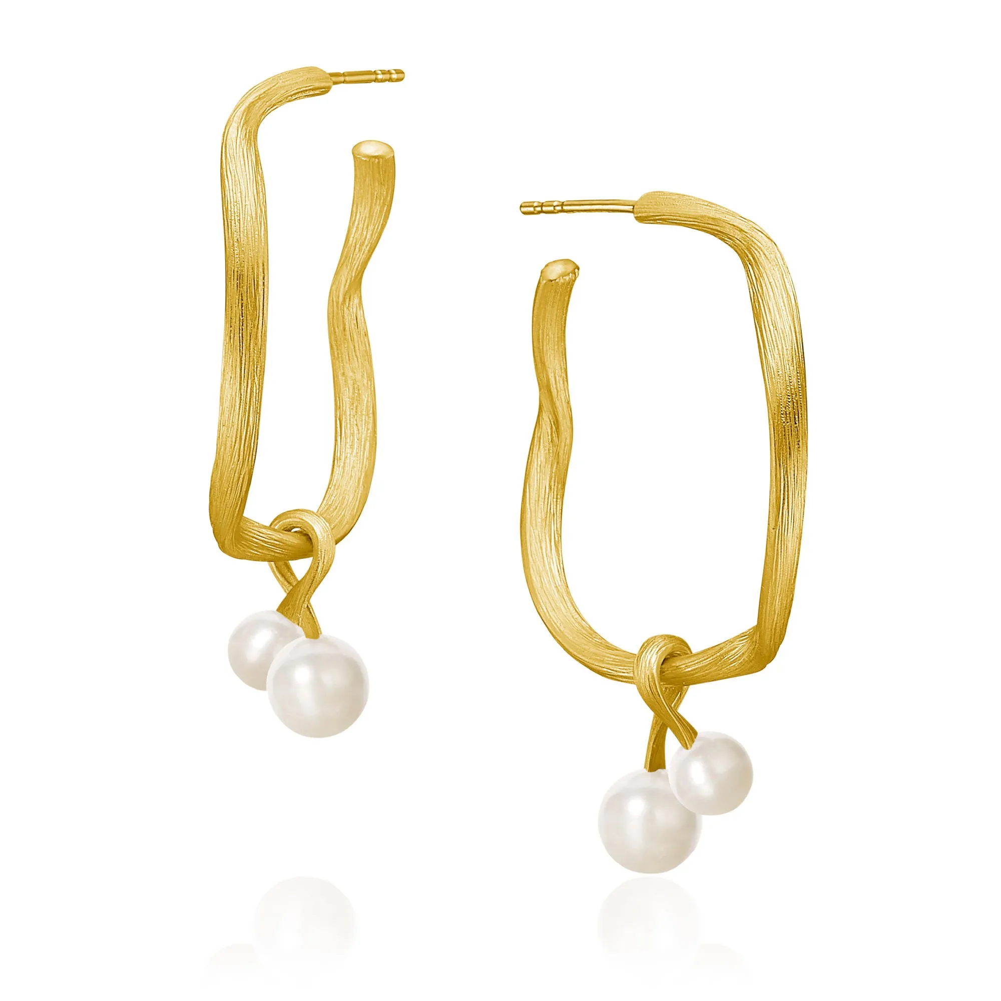Vega 18K Gold Earring-Pendants w. Pearls