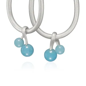 Vega 18K Silver Earring-Pendants w. Blue Aventurine