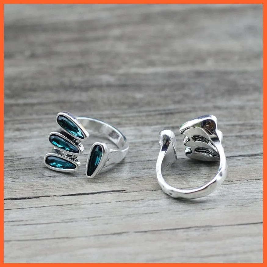 Vintage Open Adjustable Crystal Metal Rings For Women | Best Gift For Anniversary Wedding Engagement Valentine