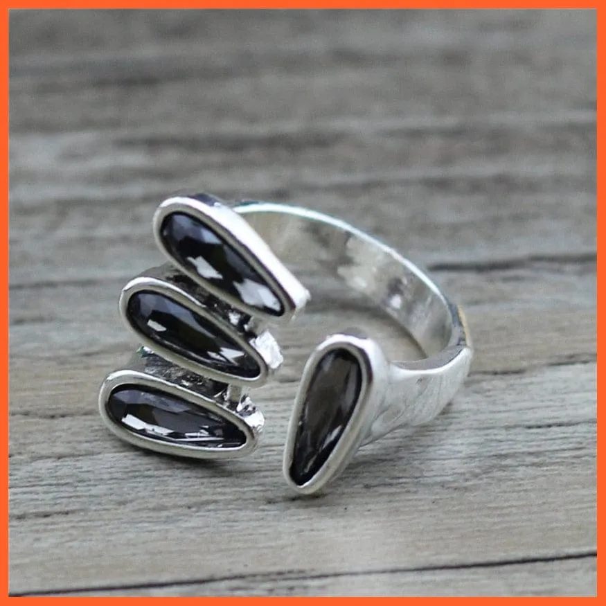 Vintage Open Adjustable Crystal Metal Rings For Women | Best Gift For Anniversary Wedding Engagement Valentine