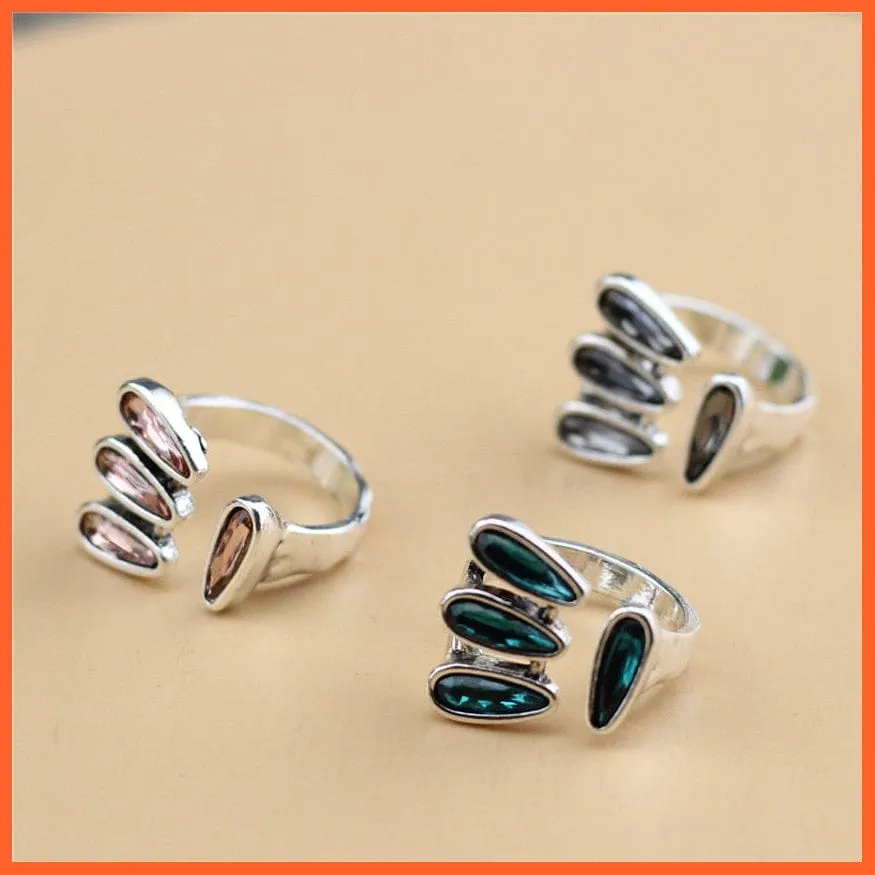 Vintage Open Adjustable Crystal Metal Rings For Women | Best Gift For Anniversary Wedding Engagement Valentine