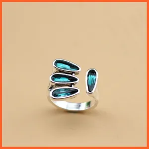 Vintage Open Adjustable Crystal Metal Rings For Women | Best Gift For Anniversary Wedding Engagement Valentine