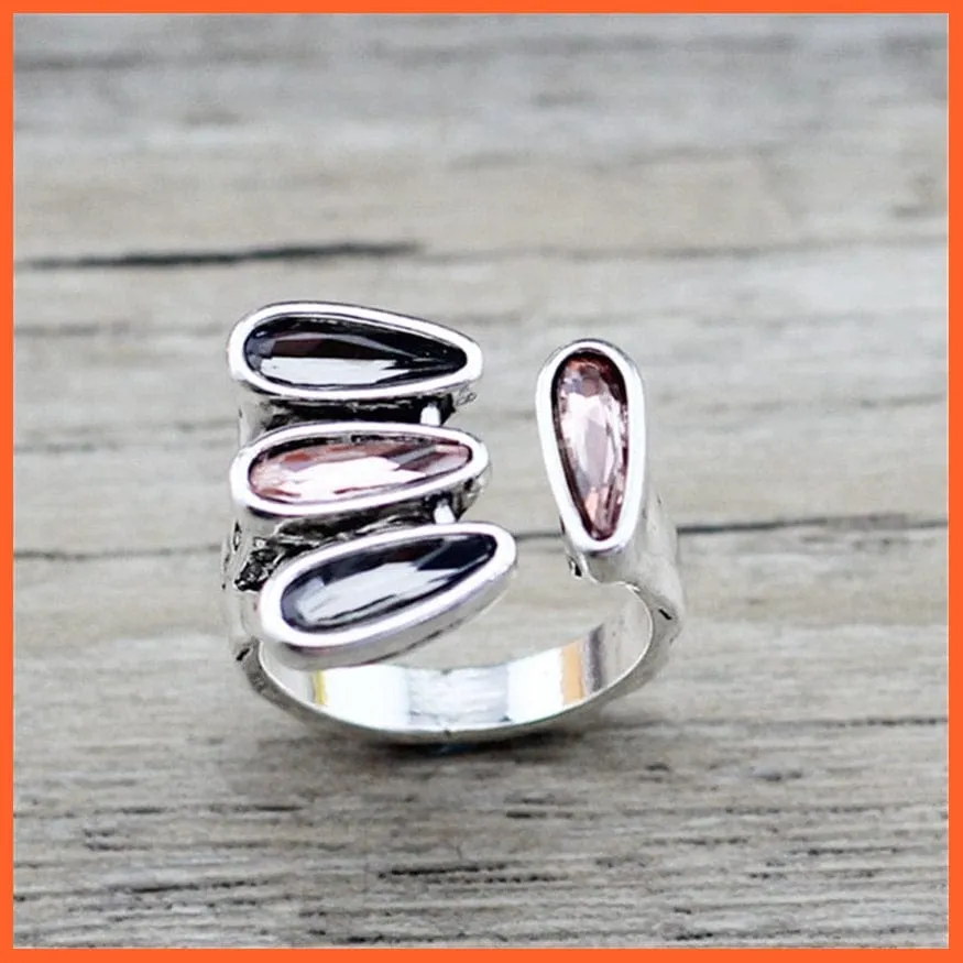 Vintage Open Adjustable Crystal Metal Rings For Women | Best Gift For Anniversary Wedding Engagement Valentine