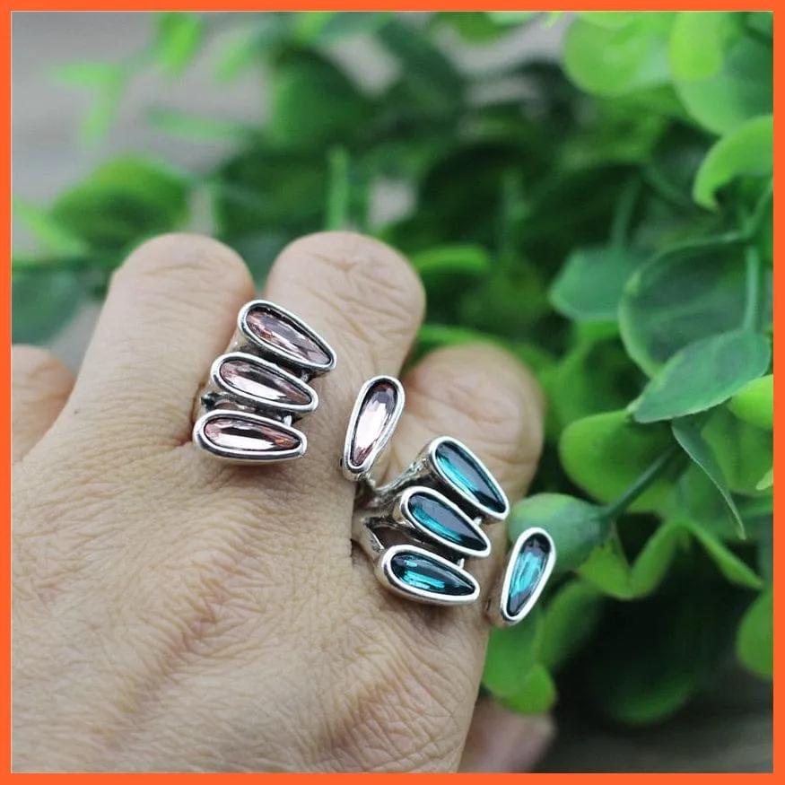 Vintage Open Adjustable Crystal Metal Rings For Women | Best Gift For Anniversary Wedding Engagement Valentine