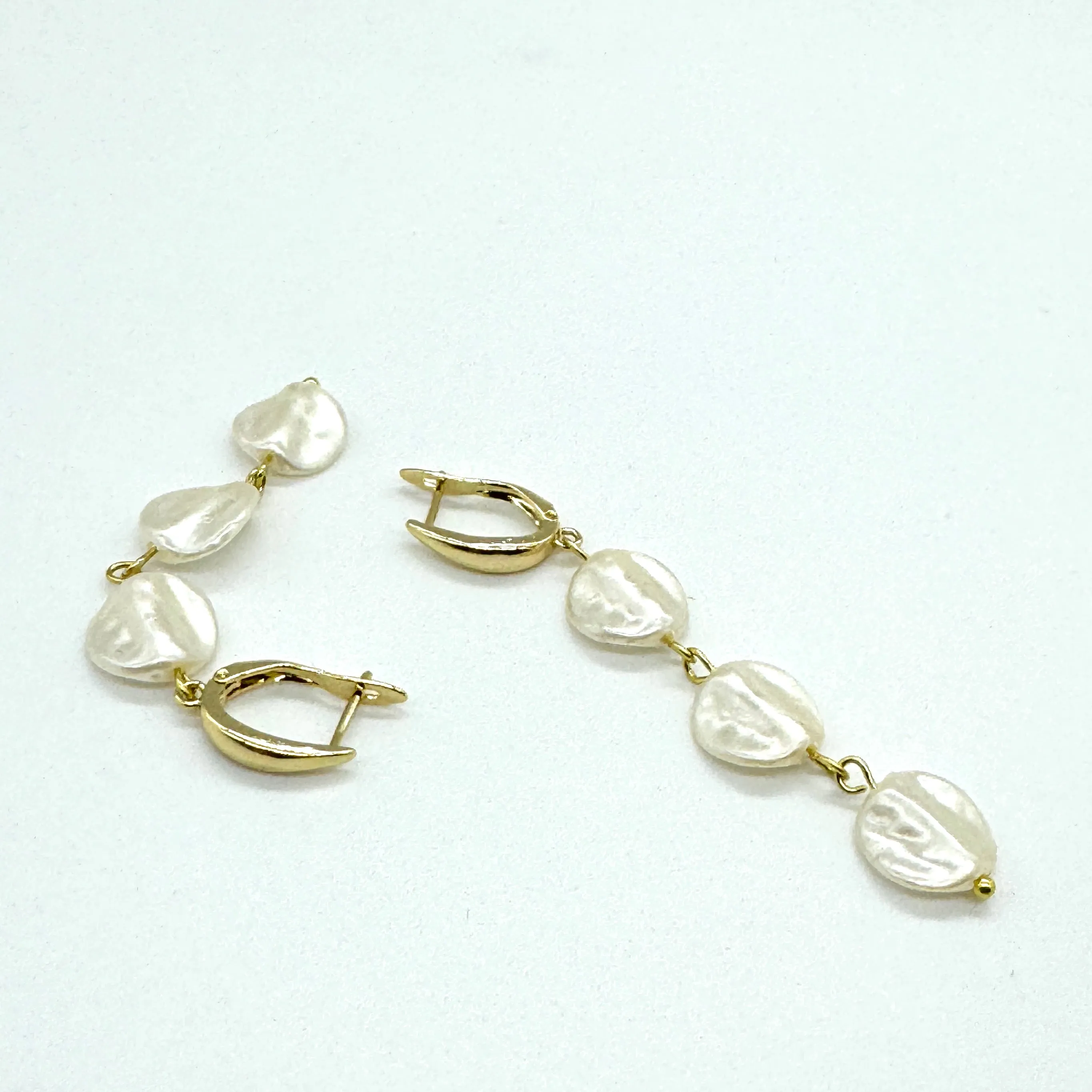 Wafer Pearly Drop Earrings