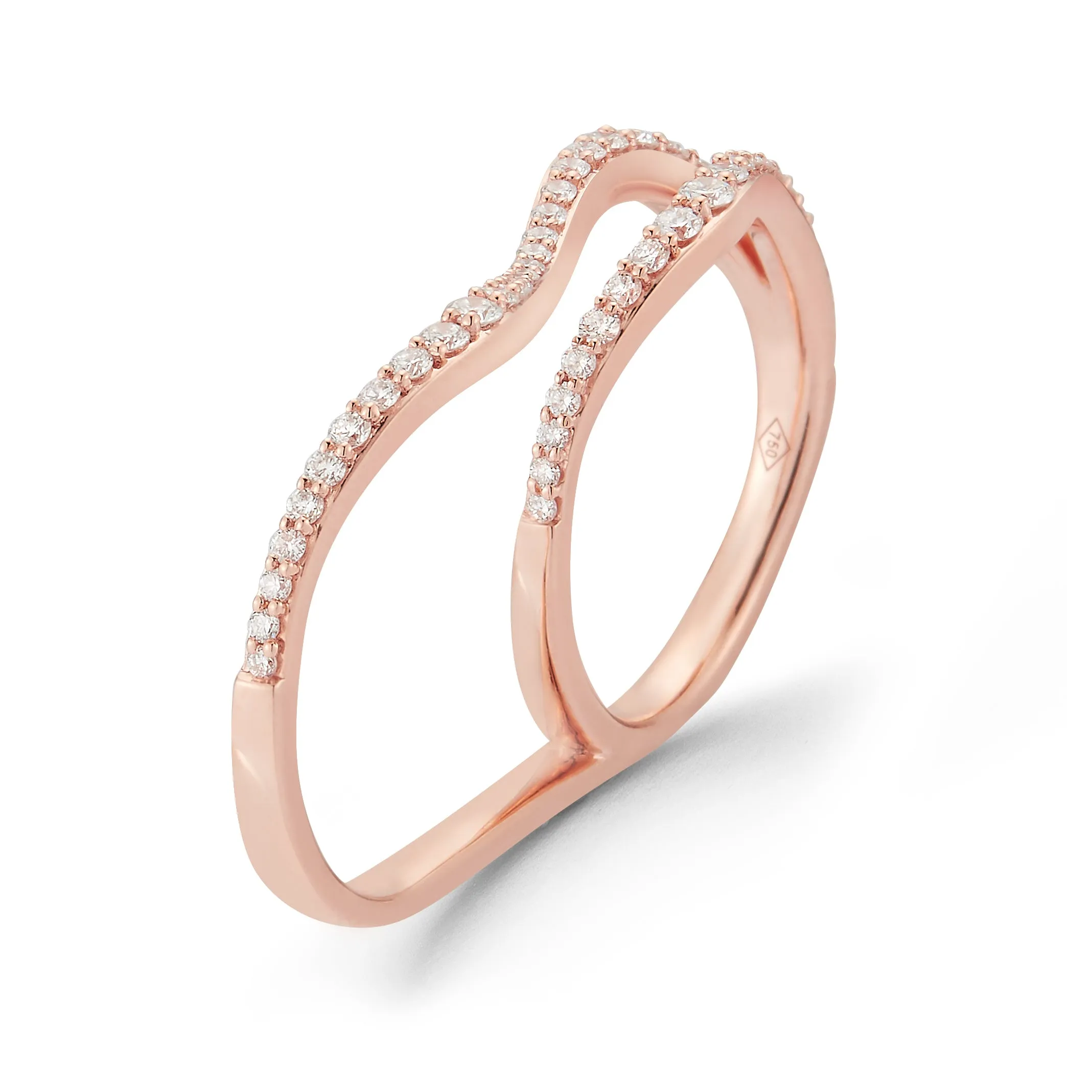 Wavy Double-finger Diamond Ring