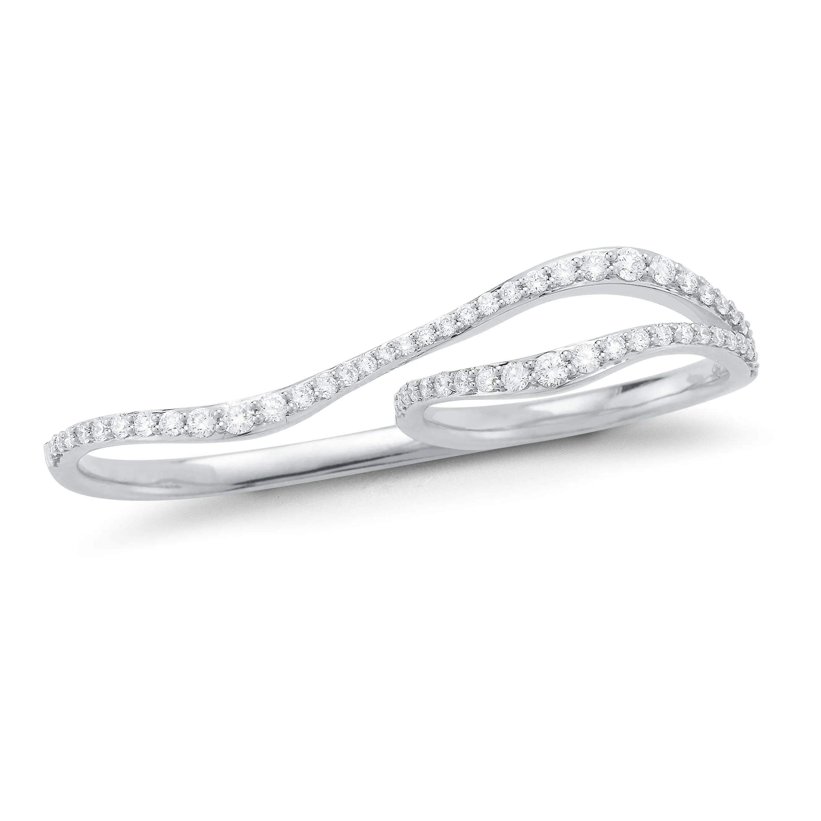 Wavy Double-finger Diamond Ring