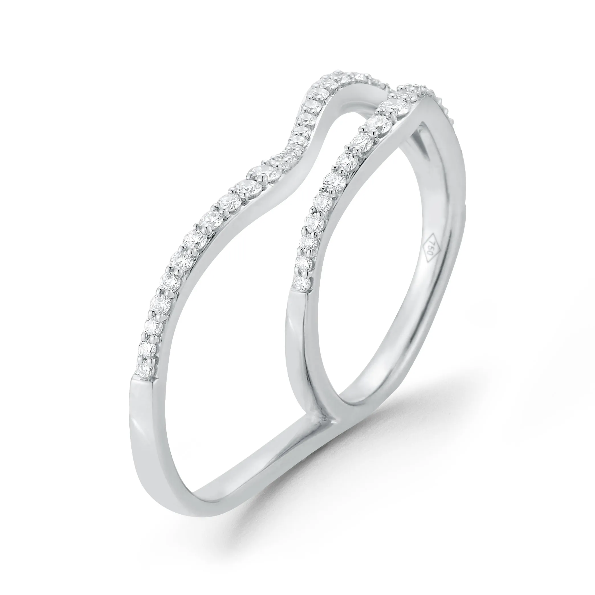Wavy Double-finger Diamond Ring
