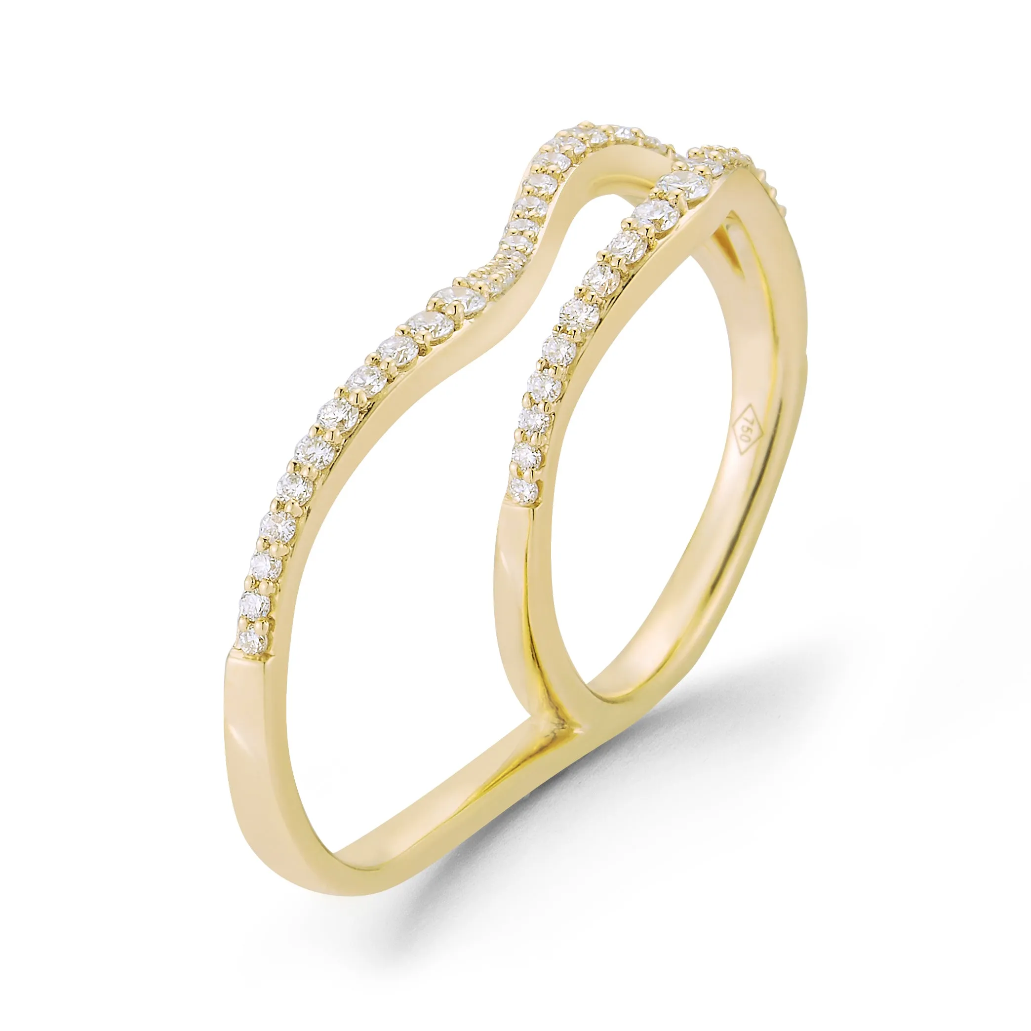 Wavy Double-finger Diamond Ring