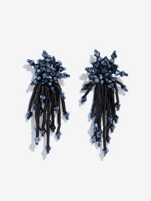 Westside Accessories Black Beaded Statement Dangler Earrings