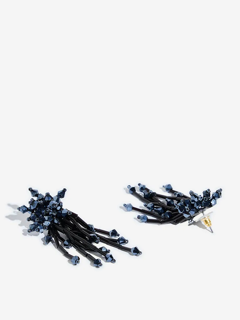Westside Accessories Black Beaded Statement Dangler Earrings