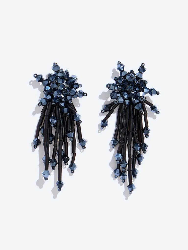 Westside Accessories Black Beaded Statement Dangler Earrings