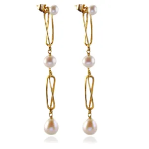 White Freshwater Pearl & Gold 'Build Your Own' Drop Earrings