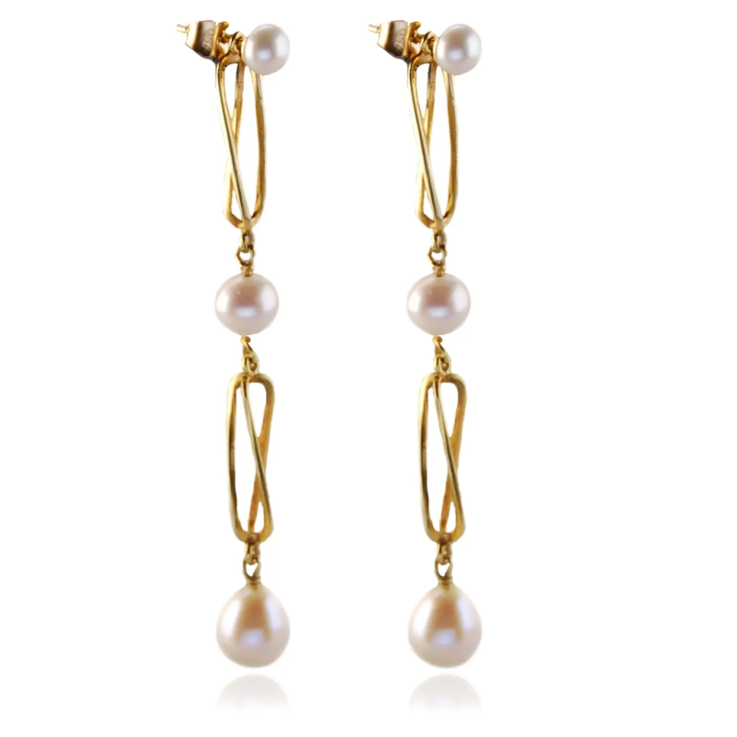 White Freshwater Pearl & Gold 'Build Your Own' Drop Earrings