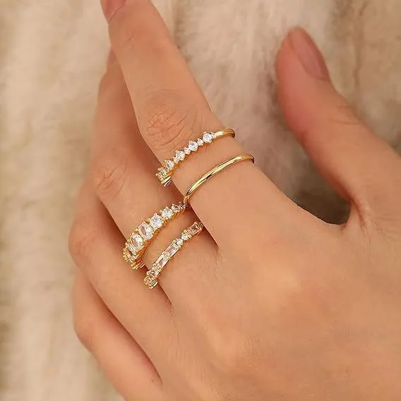 Wholesale 4pcs Fashionable Diamond Inlaid Zirconium Ring
