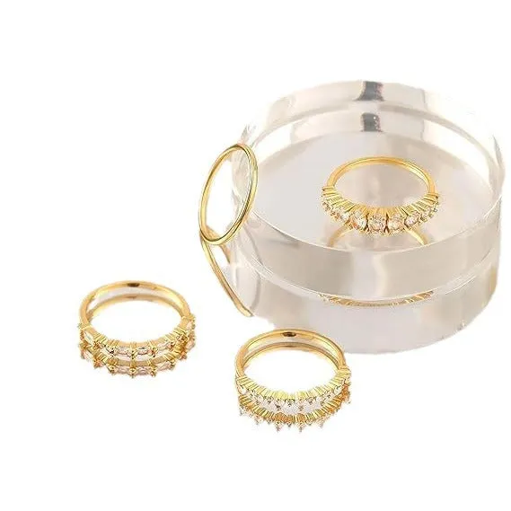 Wholesale 4pcs Fashionable Diamond Inlaid Zirconium Ring