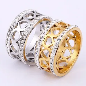 women's rings cubic zirconia inlay crystal artificial diamond heart rings ✈️ free.shipping