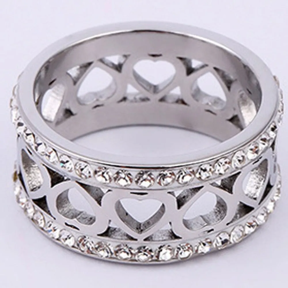 women's rings cubic zirconia inlay crystal artificial diamond heart rings ✈️ free.shipping