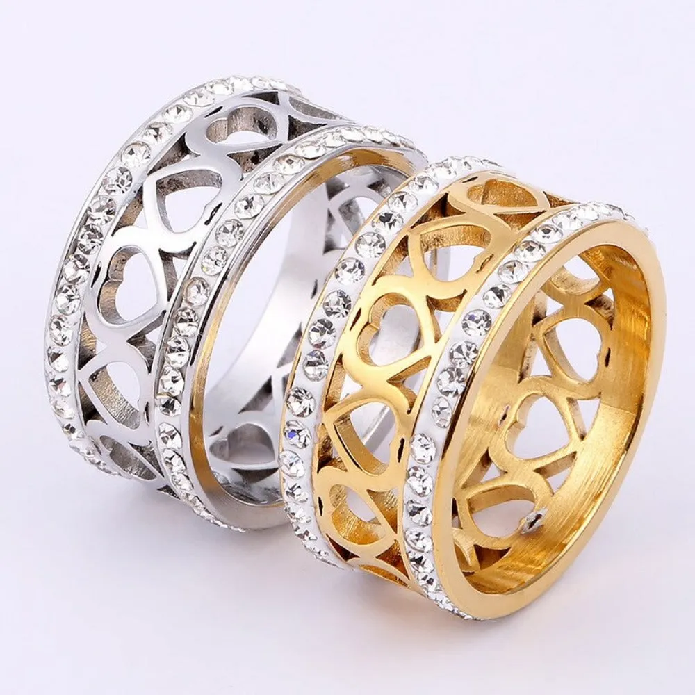 women's rings cubic zirconia inlay crystal artificial diamond heart rings ✈️ free.shipping