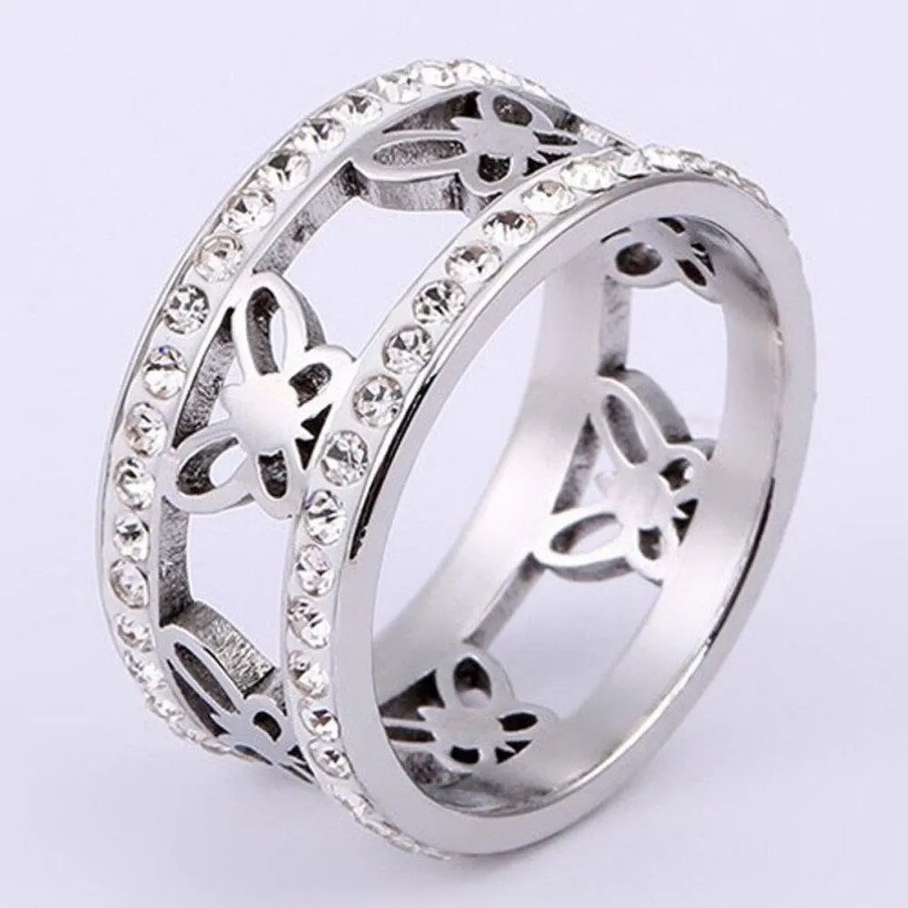 women's rings cubic zirconia inlay crystal artificial diamond heart rings ✈️ free.shipping